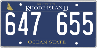 RI license plate 647655