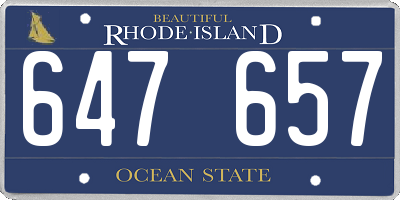 RI license plate 647657