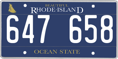 RI license plate 647658