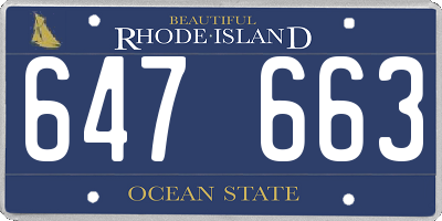 RI license plate 647663