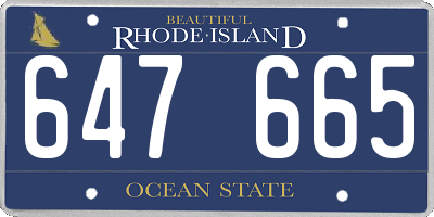 RI license plate 647665