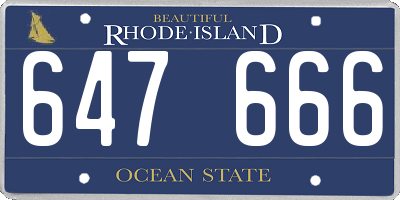 RI license plate 647666
