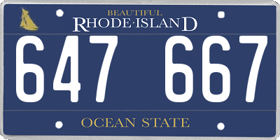 RI license plate 647667