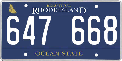 RI license plate 647668