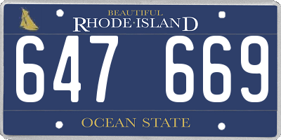 RI license plate 647669