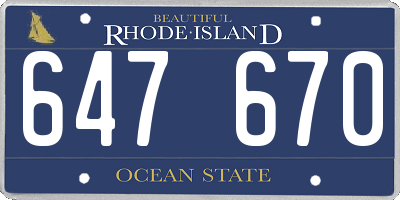 RI license plate 647670