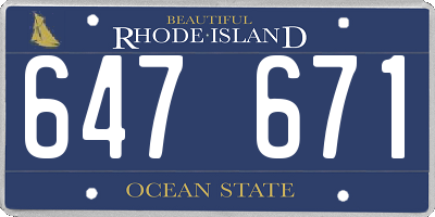 RI license plate 647671