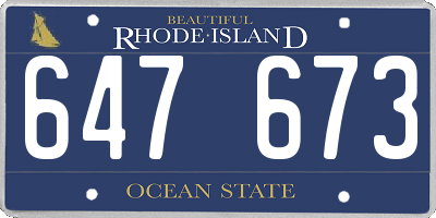 RI license plate 647673