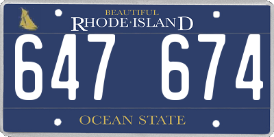 RI license plate 647674