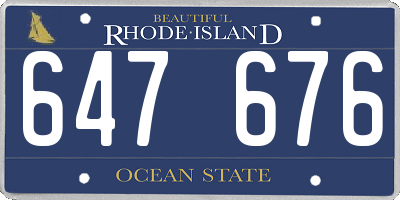 RI license plate 647676