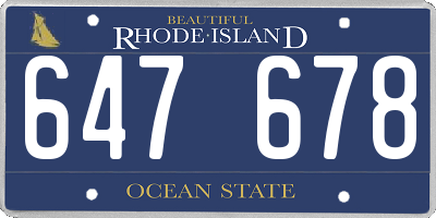 RI license plate 647678