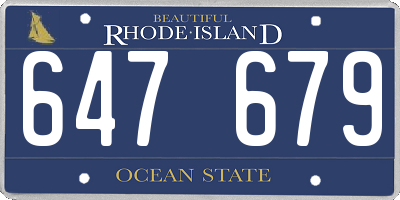 RI license plate 647679