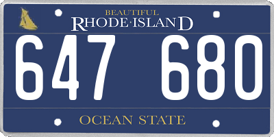 RI license plate 647680