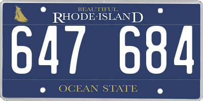 RI license plate 647684