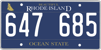 RI license plate 647685