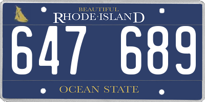 RI license plate 647689
