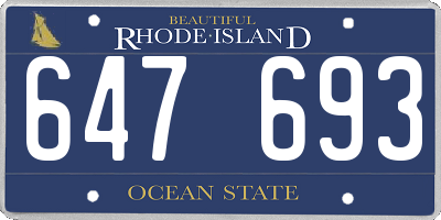RI license plate 647693