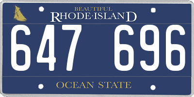 RI license plate 647696