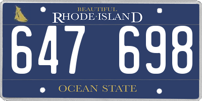 RI license plate 647698