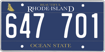 RI license plate 647701