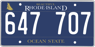 RI license plate 647707
