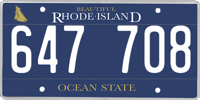 RI license plate 647708