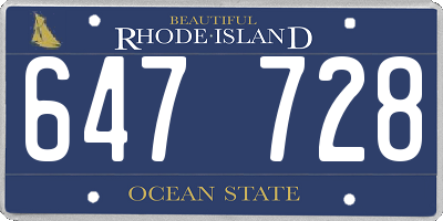 RI license plate 647728