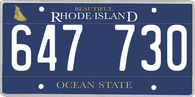 RI license plate 647730