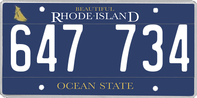 RI license plate 647734
