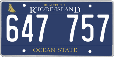 RI license plate 647757