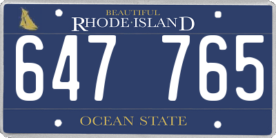 RI license plate 647765