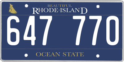 RI license plate 647770