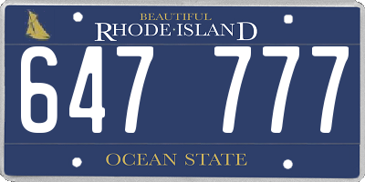RI license plate 647777