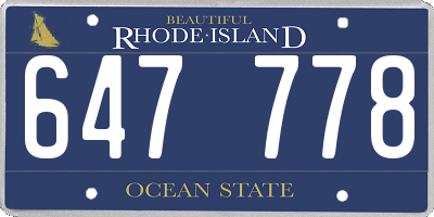 RI license plate 647778