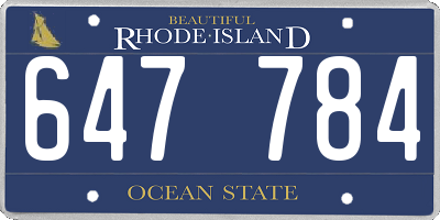 RI license plate 647784