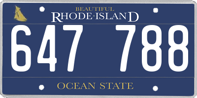 RI license plate 647788