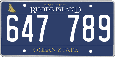 RI license plate 647789