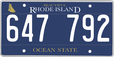 RI license plate 647792