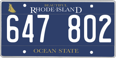 RI license plate 647802