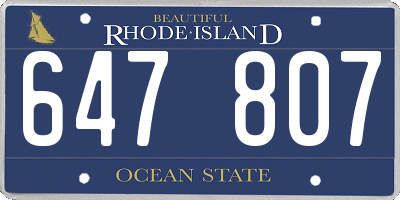 RI license plate 647807