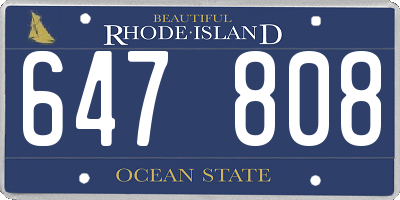 RI license plate 647808
