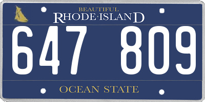 RI license plate 647809