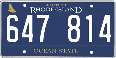 RI license plate 647814