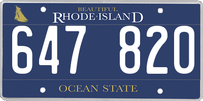 RI license plate 647820