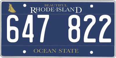 RI license plate 647822