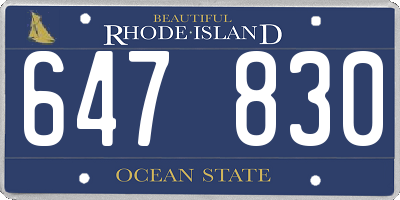 RI license plate 647830