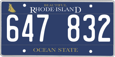RI license plate 647832