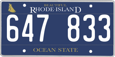 RI license plate 647833