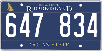 RI license plate 647834