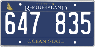 RI license plate 647835